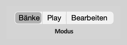 Modusumschalter von SampleDecks mit Bänke, Play und Bearbeiten